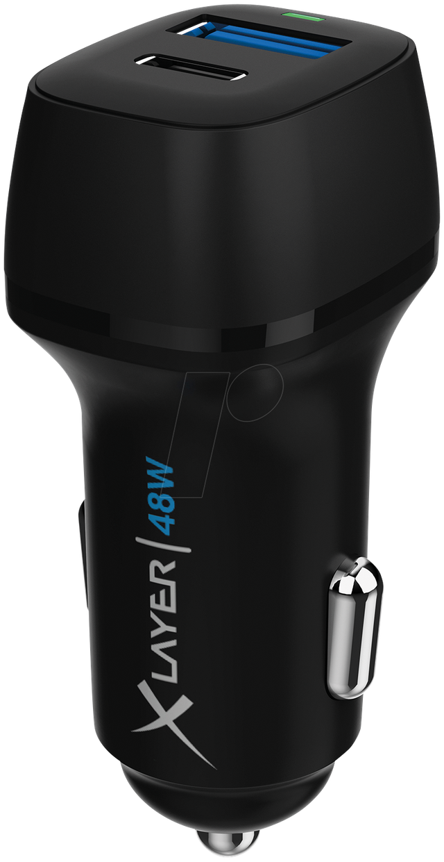 XLAYER 219942 - USB-Ladegerät, USB-C (PD), 30 W, USB-A (QC 3.0), 18 W, Kfz, schw