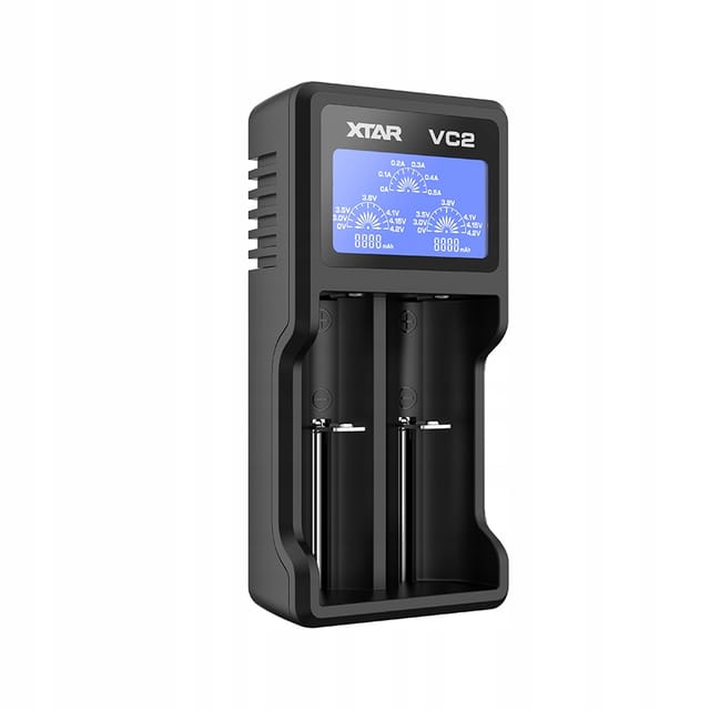 XTAR VC2 - Micro USB Ladegerät, Li-Ion, 2 slot, LCD Display