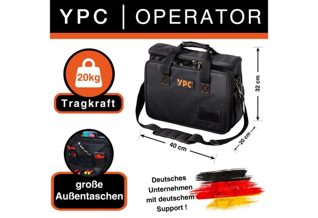 YPC BG00002BKBK - ''Operator'' Werkzeugtasche XL, Schwarz, 40x32x20cm, 20 kg Tragkra