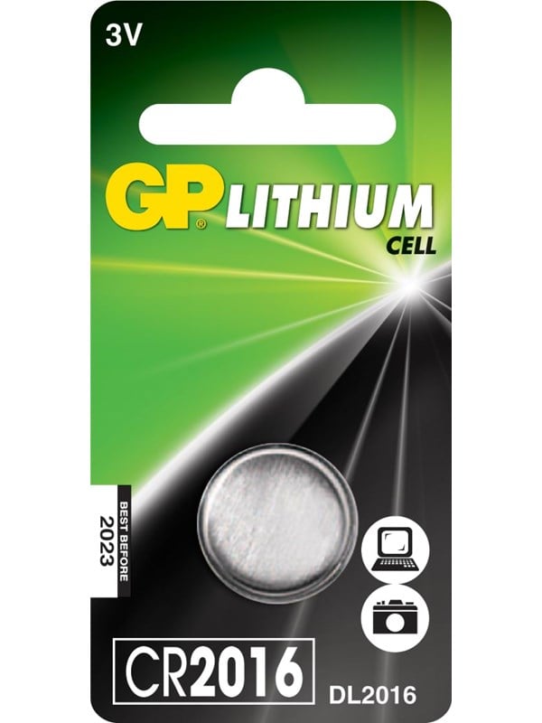 CR 2016 GP - Lithium-Knopfzelle, 3 V, 90 mAh, 20,0x1,6 mm