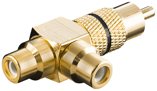 CS-2B SW - Cinch Stecker auf 2x Cinch Buchse, vergoldet