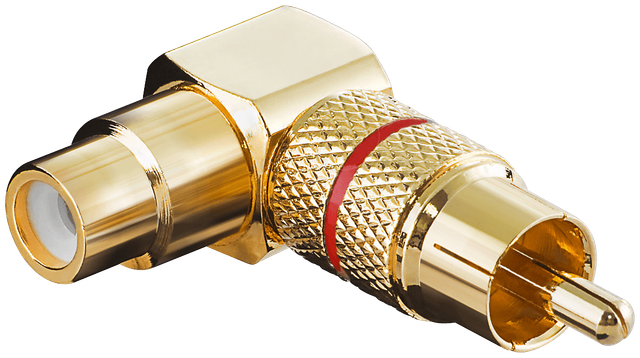 CS-BW RT - Cinch Stecker auf gewinkelter Cinch Buchse, vergoldet