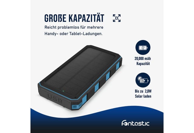 D-P 262173 - Solar USB Powerbank XORA20Q 20.000 mAh, Fast Charge
