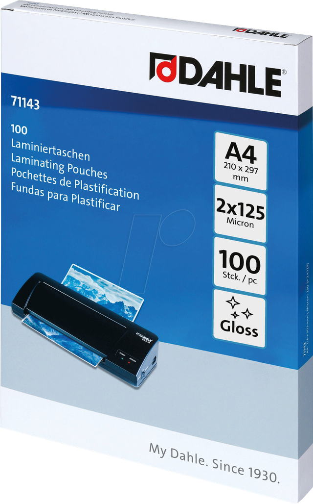 DAHLE 71143 - Laminierfolien, DIN A4, 125 mic, 100 Stück