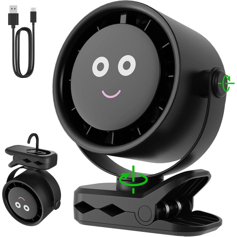 Tragbarer, Per Usb Aufladbarer Ventilator – Mini-tischventilator Mit Clip Und Haken, 4000-mah-akku, 5 Geschwindigkeitsstufen, 360°-drehung, Integriertes Led-display, Ideal Für Zuhause Und Büro