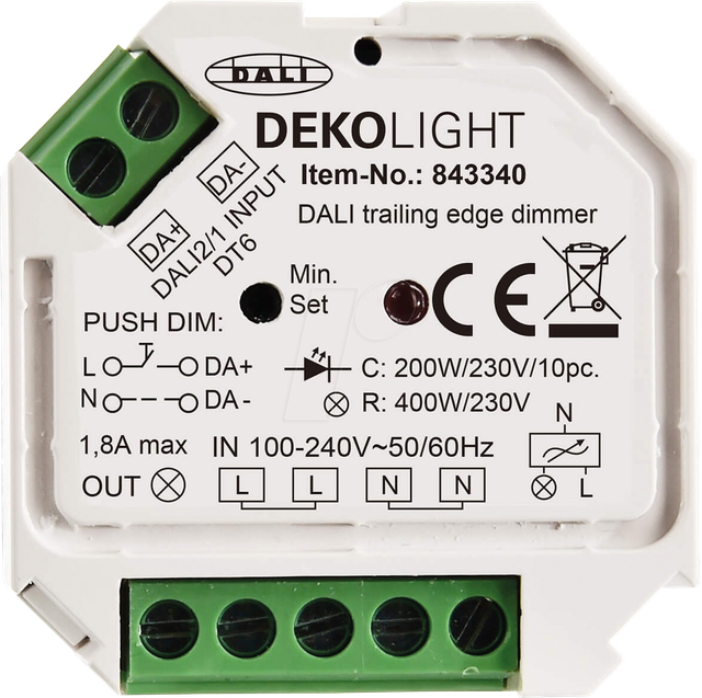 DEKO 843340 - Dimmer DALI, Triac-Dimmer, 100-240V, 400W, IP20