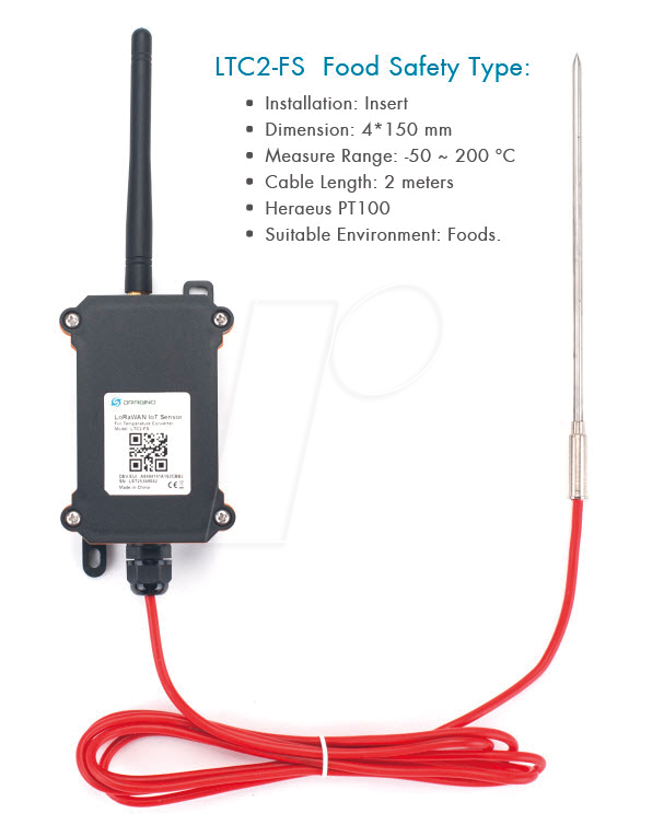 DRA LTC2-FS - LoRaWAN Temperatur Transmitter, Lebensmittel