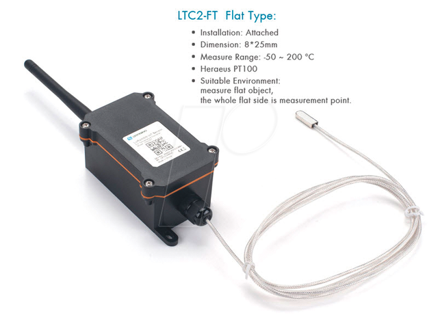 DRA LTC2-FT - LoRaWAN Temperatur Transmitter, flacher Sensor