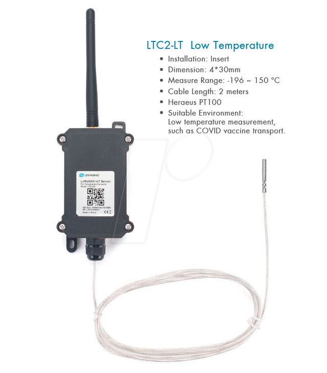 DRA LTC2-LT - LoRaWAN Temperatur Transmitter, Niedrigtemperatursensor
