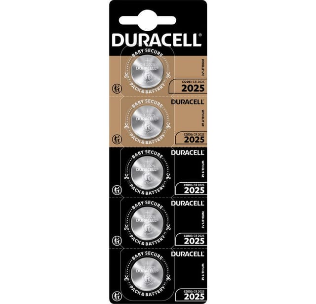 DURA CR2025 X5 - Lithium-Knopfzelle, CR2025, 3V, 20,0x2,5 mm, 5er-Pack