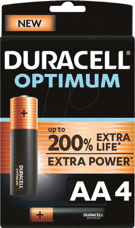 DURA OPT AA4 - Duracell Optimum, Alkaline Batterie, AA (Mignon), 4er-Pack