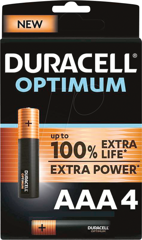 DURA OPT AAA4 - Duracell Optimum, Alkaline Batterie, AAA (Micro), 4er-Pack