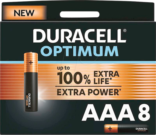 DURA OPT AAA8 - Duracell Optimum, Alkaline Batterie, AAA (Micro), 8er-Pack
