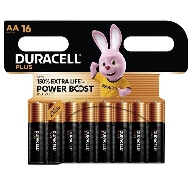 DURA PLUS 16XAA - Duracell Plus, Alkaline Batterie, AA (Mignon), 16er-Pack
