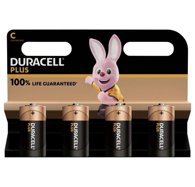 DURA PLUS C4 - Duracell Plus, Alkaline Batterie, C (Baby), 4er-Pack