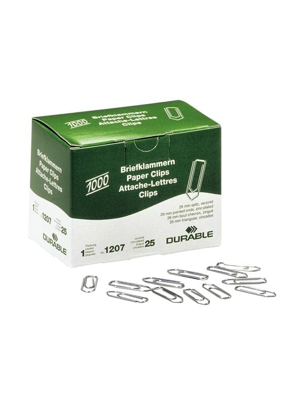 DURABLE 120725 - Büroklammern, 26 mm, verzinkt, 1000 Stück