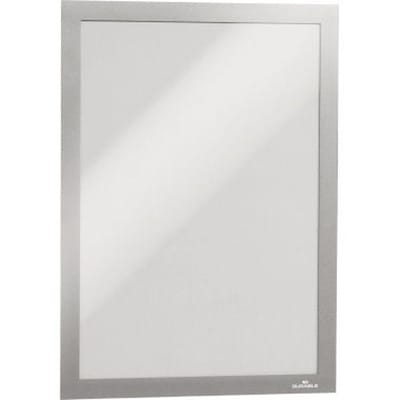 DURABLE 487223 - Info-Rahmen, A4, selbstklebend, aufklappbar, silber, 2 Stück