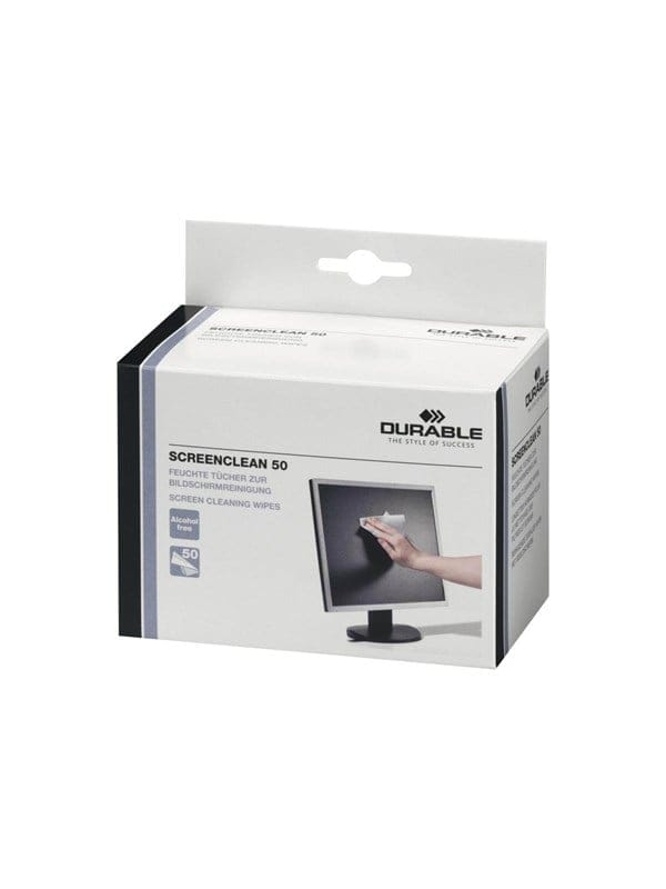 DURABLE 578702 - Reinigungstücher, einzeln verpackt, für Bildschirme, 50 Stück