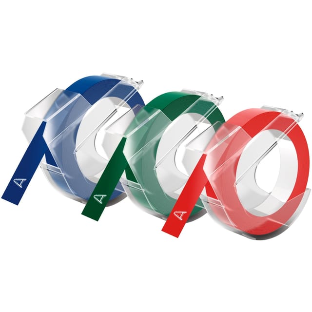 DYMO 0847750 - DYMO Prägeband / Prägeetikett 9mm schwarz, rot, blau