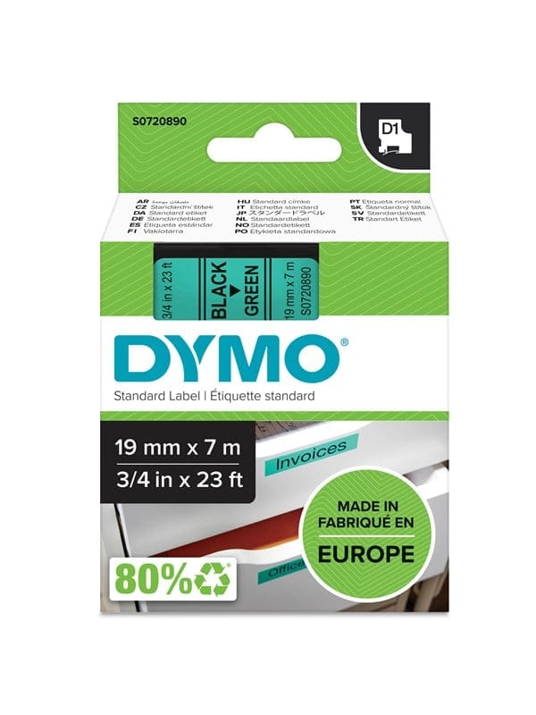 DYMO D1 45809 - DYMO D1 Schriftband, 19mm, schwarz/grün