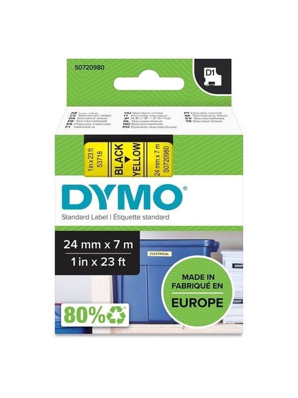 DYMO D1 53718 - DYMO D1 Schriftband, 24mm, schwarz/gelb