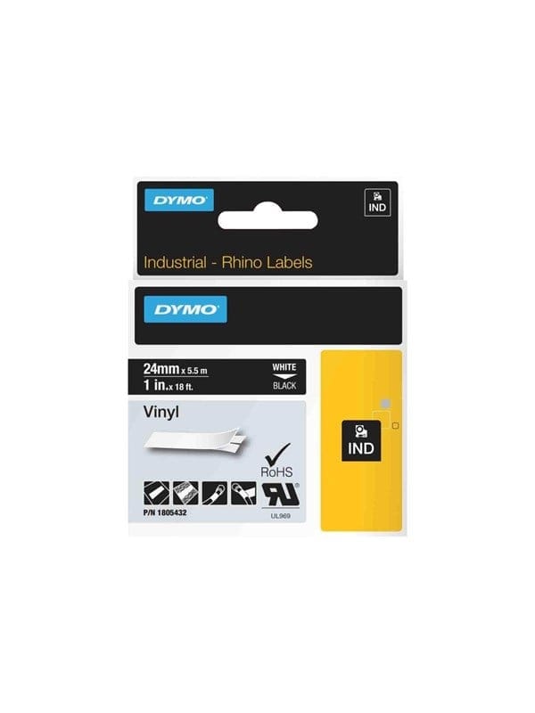 DYMO IND 1805432 - DYMO IND Band Vinyl, 24mm, weiß/schwarz