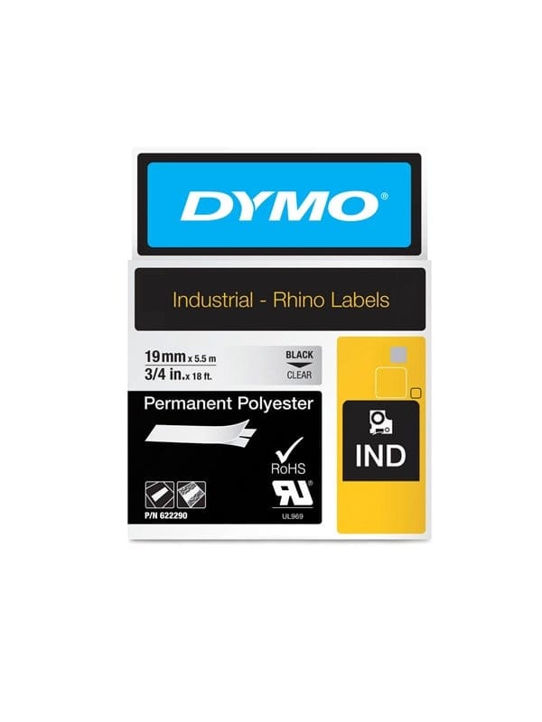 DYMO IND 622290 - DYMO IND Polyester, 19mm, schwarz/transparent