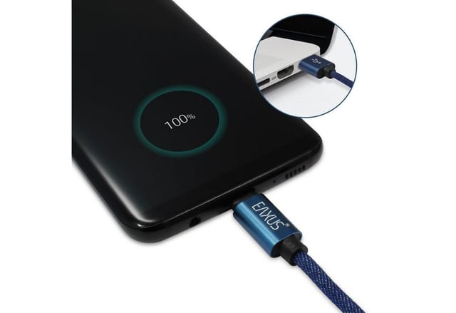 EAXUS 77700 - Daten-/ Ladekabel USB A-Stecker > Type-C, Jeans, 1 m