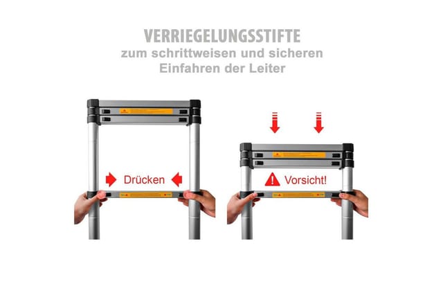 EAXUS 83880 - Teleskopleiter aus Alu, bis 2,6 m, max. 150 Kg