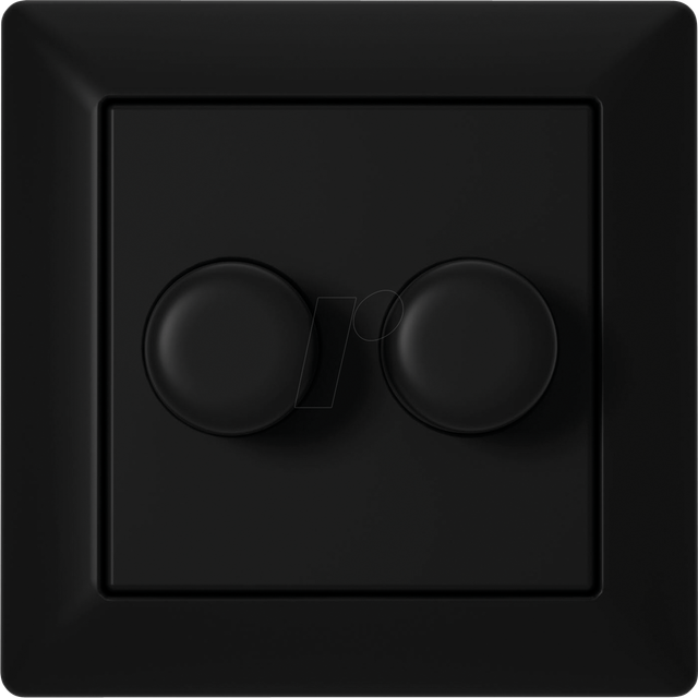 ECO-DIM 10005B - Duo-Dimmknopf, schwarz, inkl. Zentralplatte und Rahmen