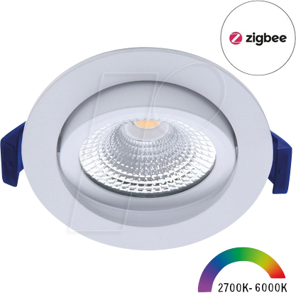 ECO-DIM 10079 - LED Einbaustrahler, Zigbee, dimmbar, 6 W, 450 lm, RGBW, rund, we