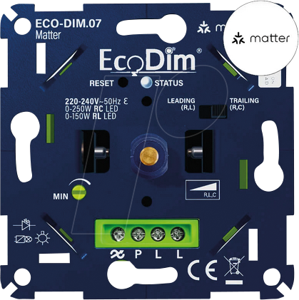 ECO-DIM.07-MATT - LED-Dimmer, Matter, 0-250 W, Phasen an- und abschnitt (RLC)