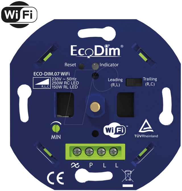 ECO-DIM.07-WIFI - LED-Dimmer, WiFi, 250 W, Phasen an- und abschnitt (RLC)