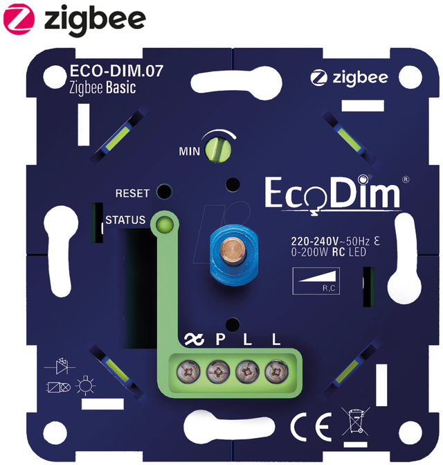 ECO-DIM.07-ZGB-B - LED-Dimmer, Zigbee Basic, 0-200 W, Phasenabschnitt (RC)