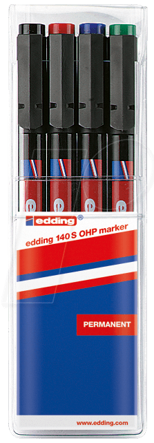 EDDING 140S/4S - OHP Marker, Spitze 0,3 mm, 4-farbig sortiert