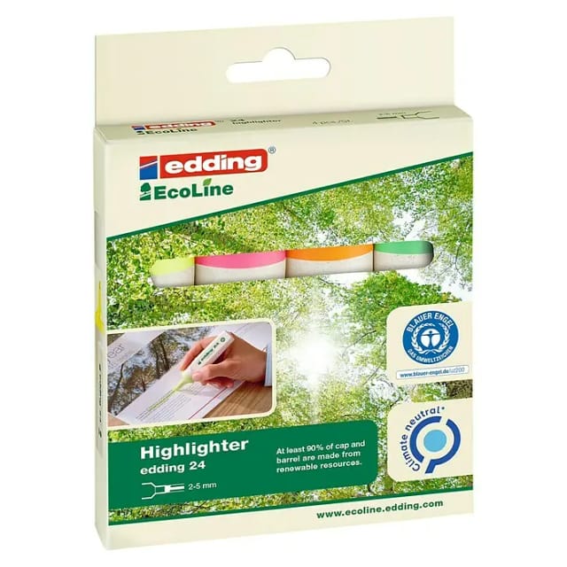 EDDING 24/4S - Textmarker, umweltfreundlich, 4 Farben