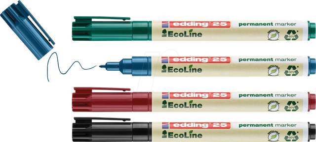 EDDING 25/4S - EcoLine Permanentmarker, 4-farbig sortiert