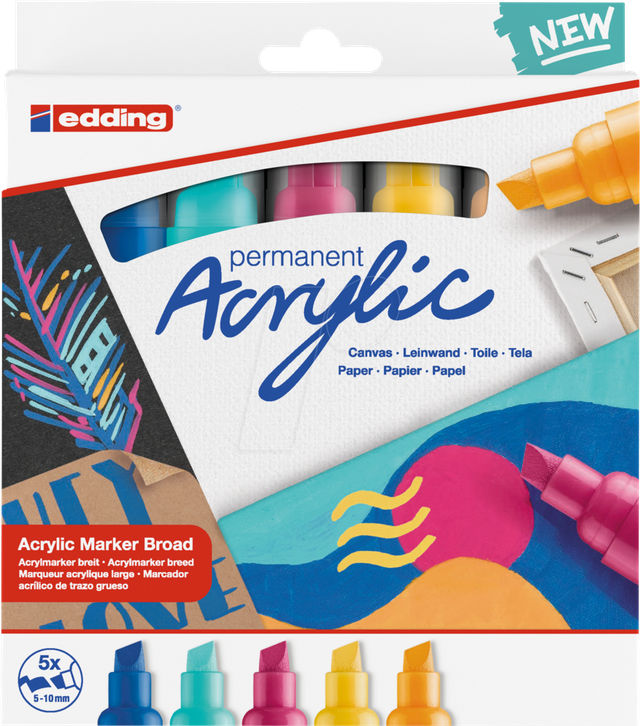EDDING 5000/5A - Acrylmarker, 5 mm - 10 mm, sortiert, 5er Pack