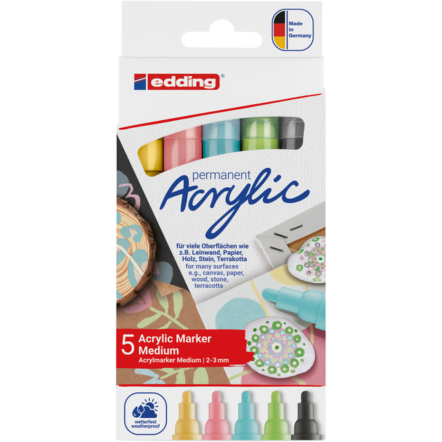 EDDING 5100/5P - Acrylmarker, 2 mm - 3 mm, pastell, 5er Pack