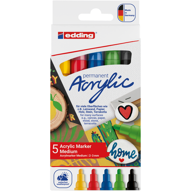 EDDING 5100/5V - Acrylmarker, 2 mm - 3 mm, sortiert, 5er Pack