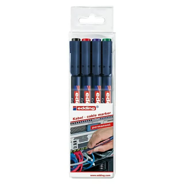 EDDING 8407/4S - Kabelmarker, 0,3 mm, schwarz/rot/blau/grün