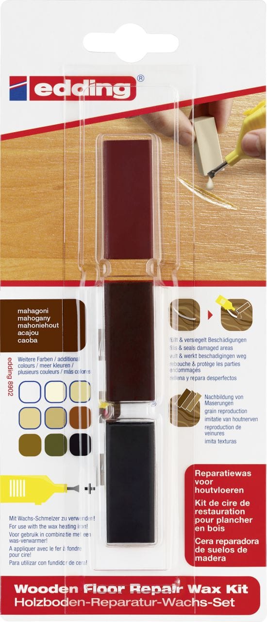EDDING 8902-4604 - Holzboden-Reparatur-Wachs-Set, mahagoni