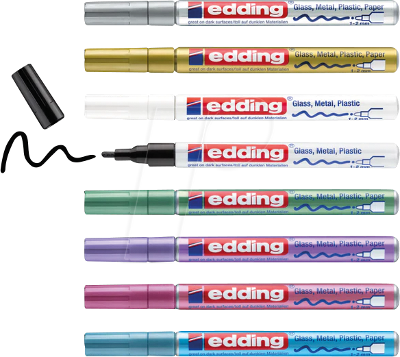 EDDING GLM751-8 - Glanzlackmarker, 1-2 mm, 8er-Set