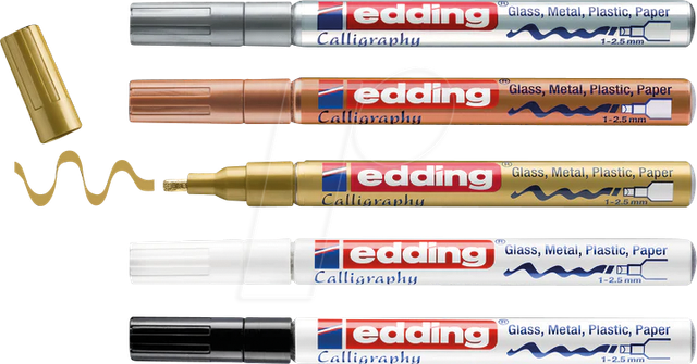 EDDING GLM753-5 - Glanzlackmarker, 1-2,5 mm, Kalligrafie, 5er-Set