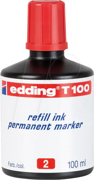 EDDING T100002 - Nachfülltinte, Permanentmarker, T 100, rot