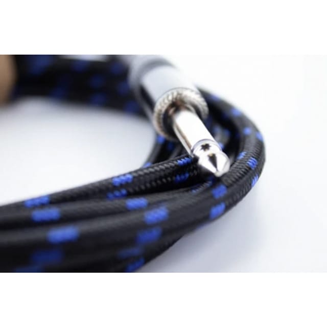 EI 5 PP-TW-BL - Audio Kabel, 6,3 mm Mono Klinke, schwarz/blau Textilmantel, 5 m