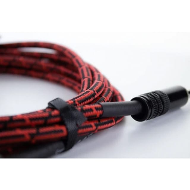 EI 5 PP-TW-RD - Audio Kabel, 6,3 mm Mono Klinke, schwarz/rot Textilmantel, 5 m