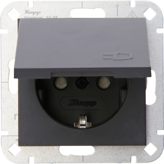 EL 07 940115001 - HK07 - Klappdeckel-Steckdose, erh. Berührungsschutz, anthrazit