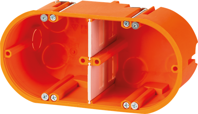 EL HW GD2 - HW-Gerätedose, massiv, 2-fach, orange