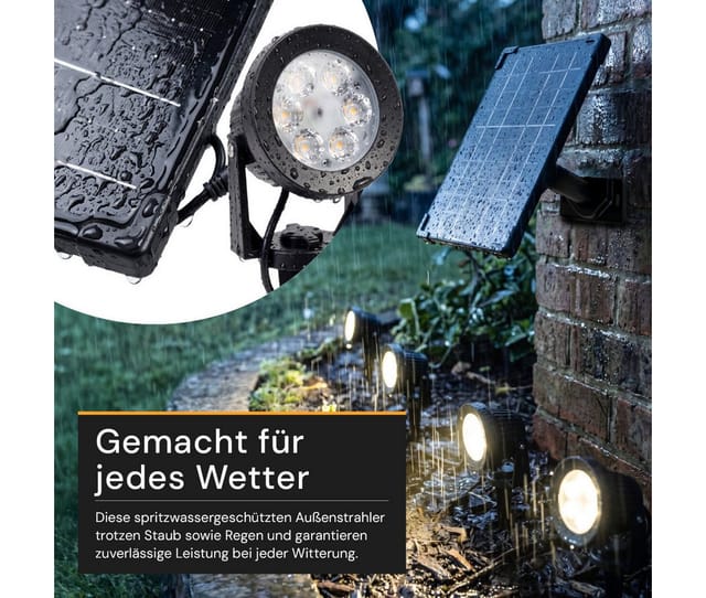 ELED SO700100 - Solar-Gartenspots, 5 W, 3000K, 200 lm, LiFePO4, IP54